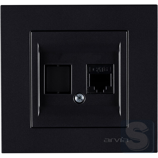 Розетка комп'ютерна RJ45 cat 6 Arvia Electric KAREN Чорний (20 07 2000 247)